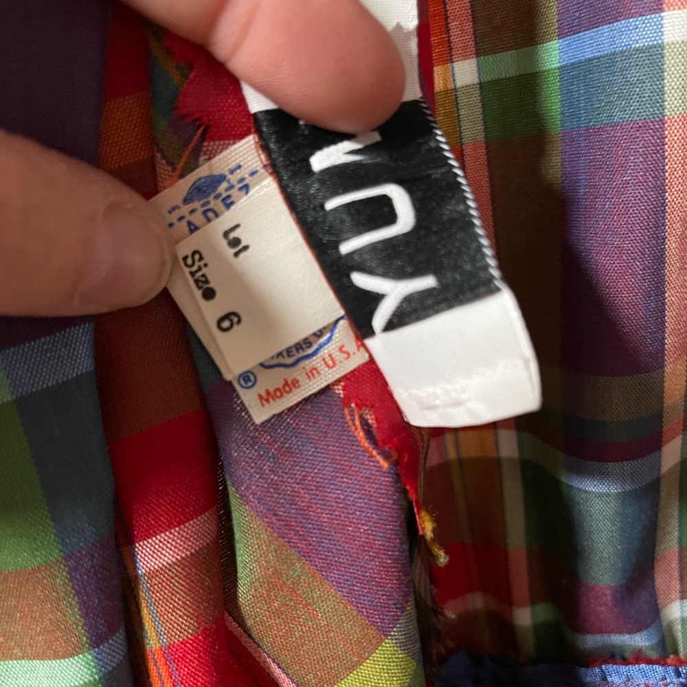 Vintage Plaid Wrap Midi Dress with Ruffles - Red and Green - Picture 6 of 6